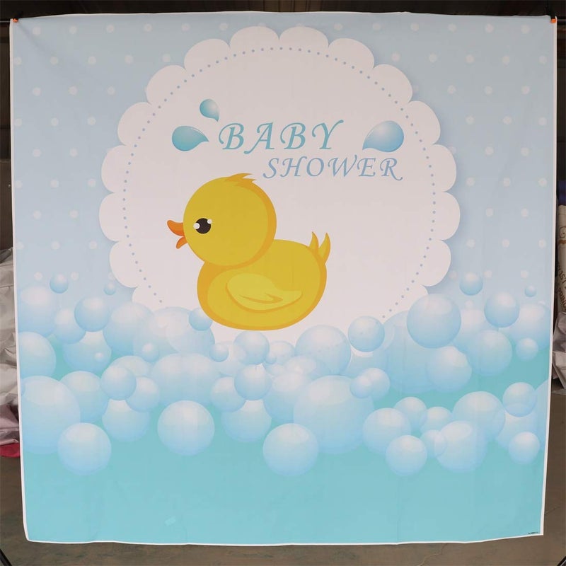 Leyiyi 5x5ft Photography Backdrop Rubber Duck Baby Shower Background Bubble Bath Water Drops Room Interior Decor Birth Celebration Wallpaper Duckling Swimming Photo Portrait Vinyl Video Studio Prop - Image 4